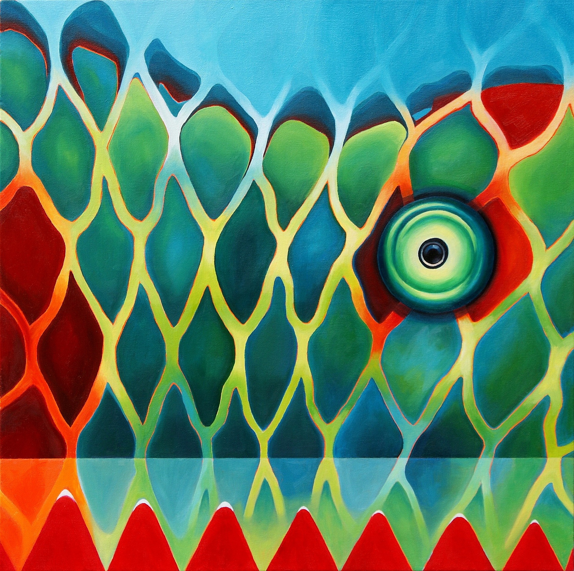 Chameleon Net (2019, oil on canvas)